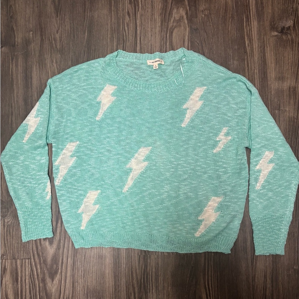 Eesome Mint Green Sweater with White Lightning Bolts